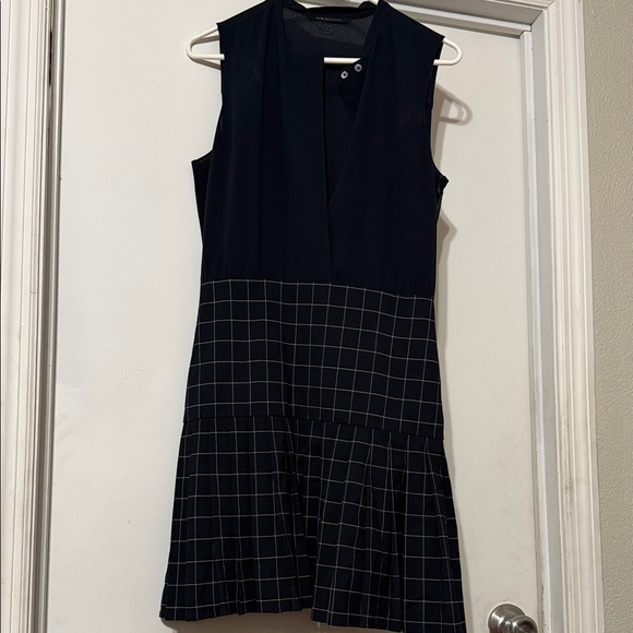 Armani Exchange navy and White Grid Mini Dress - Picture 1 of 3